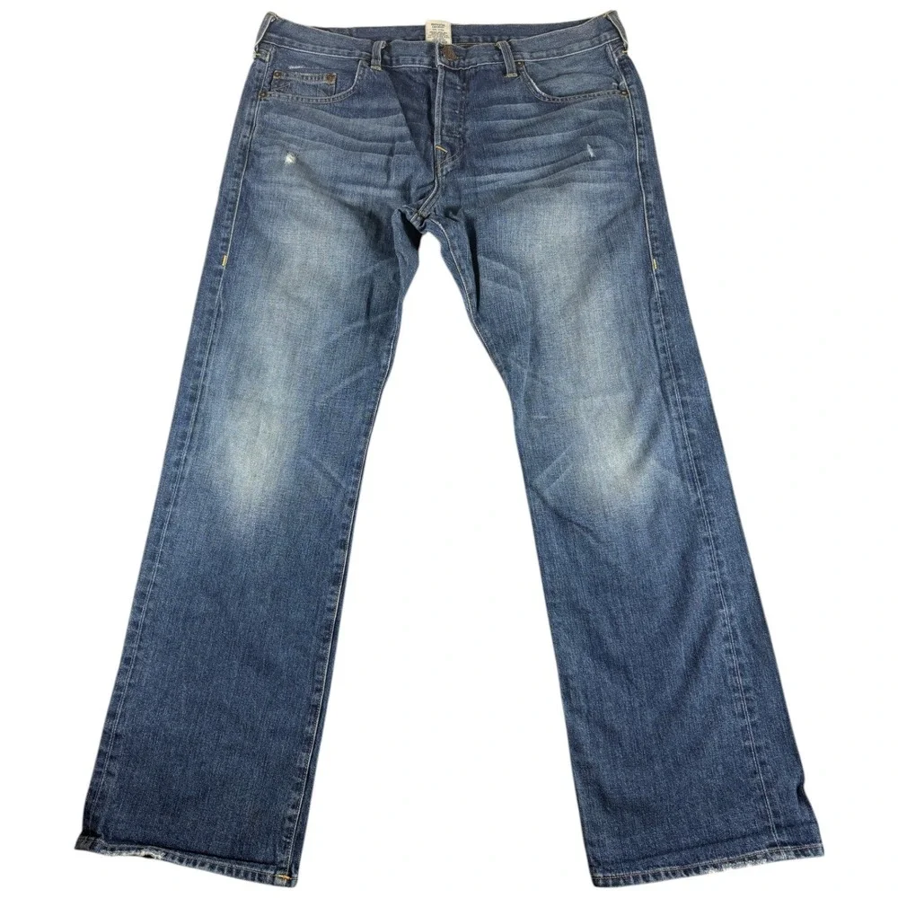 Vintage True Religion Jeans Mens 38 Blue Denim Relaxed Straight Leg Made in USA